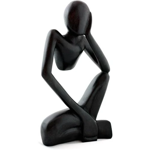 Détail de Sculpture Abstraite Bois Fait Main, Décor Maison Noir