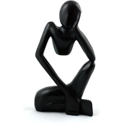 Sculpture Abstraite Bois Fait Main, Décor Maison Noir
