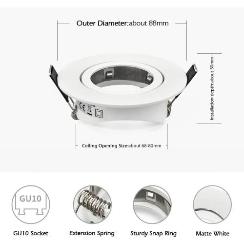 Détail de Cadre spot orientable LED blanc, lot de 10, GU10