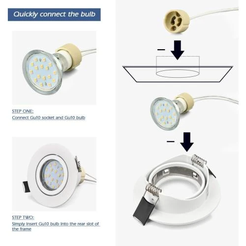Zoom sur Cadre spot orientable LED blanc, lot de 10, GU10