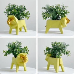 Statue Lion en Résine pour Plantes Succulentes - Décoration Moderne