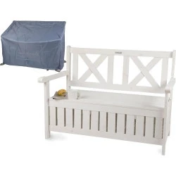 Banc de Jardin Bois Needsetwants, Résistant Intempéries, Rangement