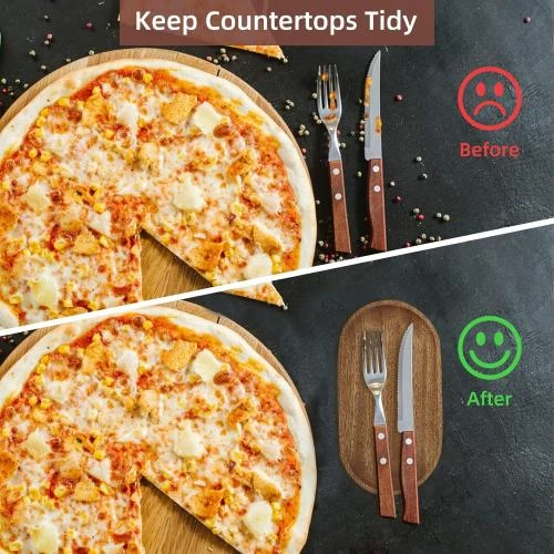 Zoom sur Repose Cuillère Bois Naturel, Support Ustensiles Cuisine Retro