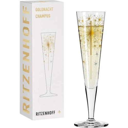 Flûte à champagne Ritzenhoff Goldnacht, design or véritable - Vue principale