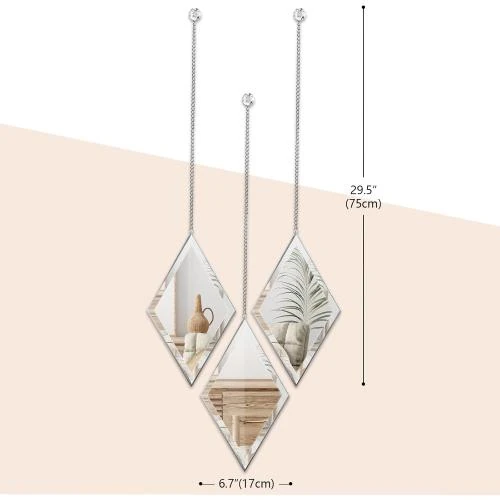 Détail de Miroirs muraux décoratifs PHOSPHOR, forme diamant, élégants