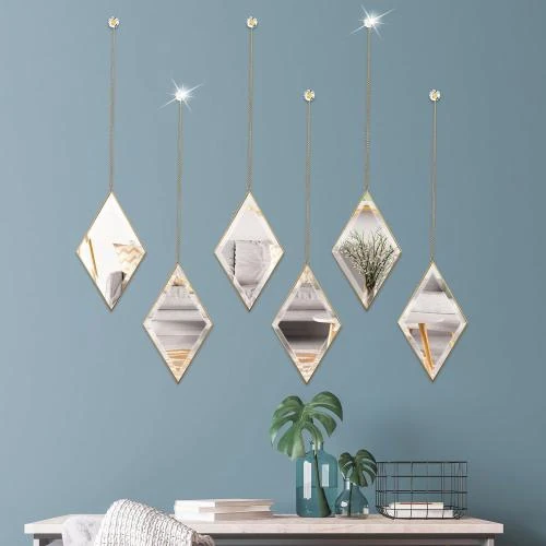 Zoom sur Miroirs muraux décoratifs PHOSPHOR, forme diamant, élégants