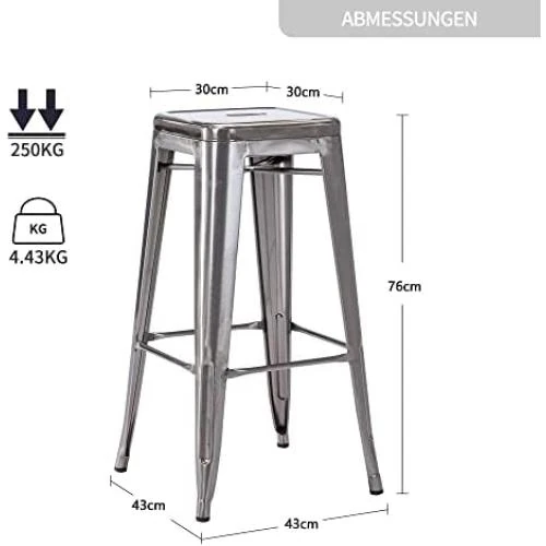 Zoom sur Chaises Industrielles Metal Empilables, Salle à Manger, Cuisine, Salon, Bistrot