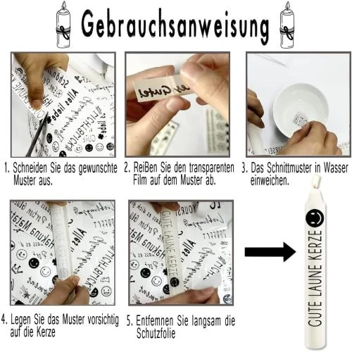 Zoom sur Tatouages, autocollants, film coulissant, décorations bougies