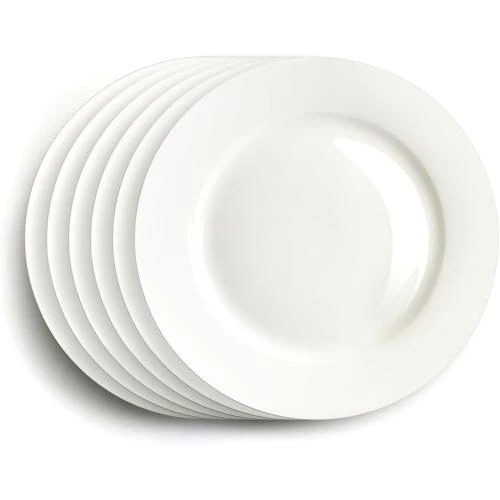 Détail de Assiettes plates IQCWOOD, porcelaine blanche, modernes, résistantes