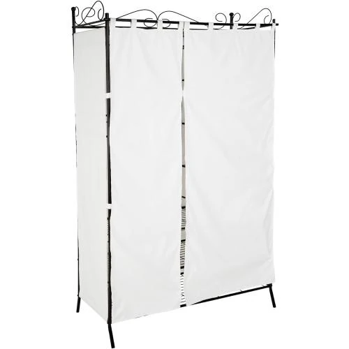 Zoom sur TecTake Armoire rangement rideau penderie métal beige noir