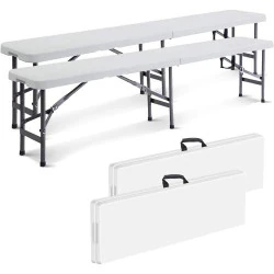Banc Pliant Camping, Plastique Jardin, 2 Pièces, Extérieur