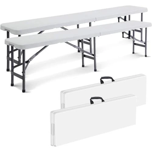 Banc Pliant Camping, Plastique Jardin, 2 Pièces, Extérieur - Vue principale