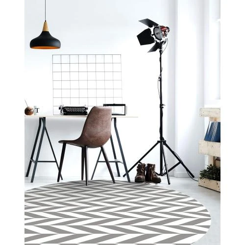 Détail de Tapis Vinyle Ronde Antidérapant Lavable Gris 100 cm