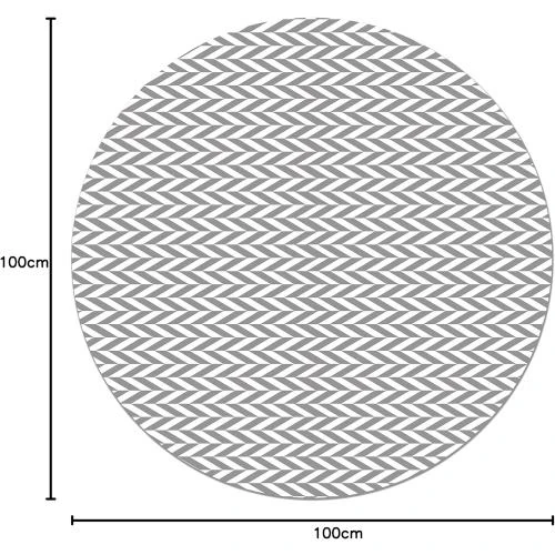 Zoom sur Tapis Vinyle Ronde Antidérapant Lavable Gris 100 cm