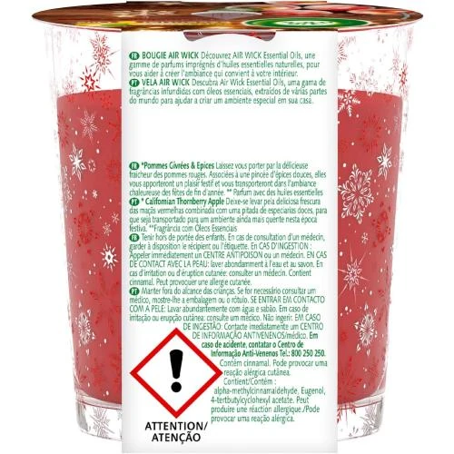 Détail de Air Wick Bougie Huiles Essentielles Pomme Givrée, Rouge