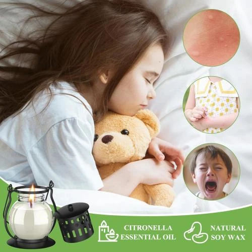 Zoom sur Bougies Citronnelle Anti-Moustiques, Cire Soja Naturelle