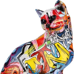 Sculpture Moderne Chat Pop Art en Pierre Artificielle