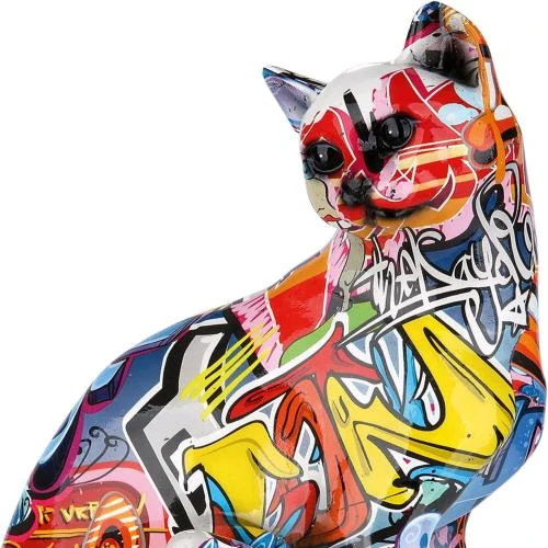 Sculpture Moderne Chat Pop Art en Pierre Artificielle - Vue principale