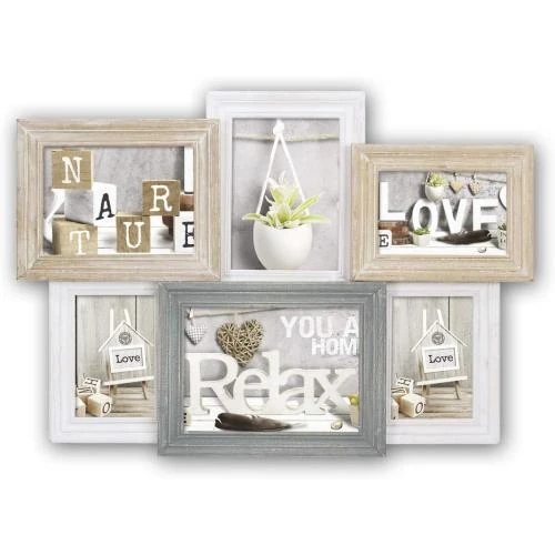 ZEP TY1449 Cadre Photos Bois Beige Blanc Bleu - Vue principale
