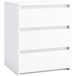 Table de Chevet Blanche FirFurd, 3 Tiroirs Bois