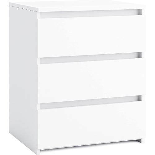 Présentation de Présentation Table de Chevet Blanche FirFurd, 3 Tiroirs Bois