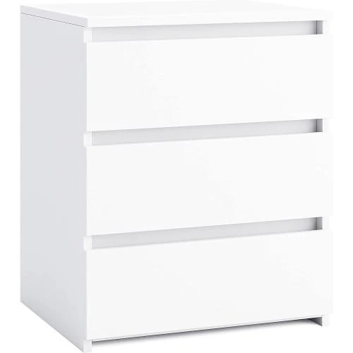 Table de Chevet Blanche FirFurd, 3 Tiroirs Bois - Vue principale