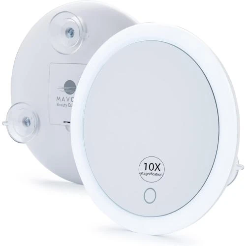 Mavoro Miroir Grossissant LED 10X, Ventouses, Voyage - Vue principale