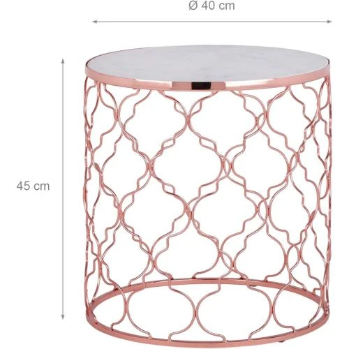 Détail de Tables d'appoint rondes, marbre blanc, cadre cuivre