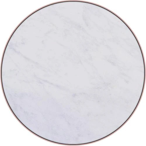 Zoom sur Tables d'appoint rondes, marbre blanc, cadre cuivre