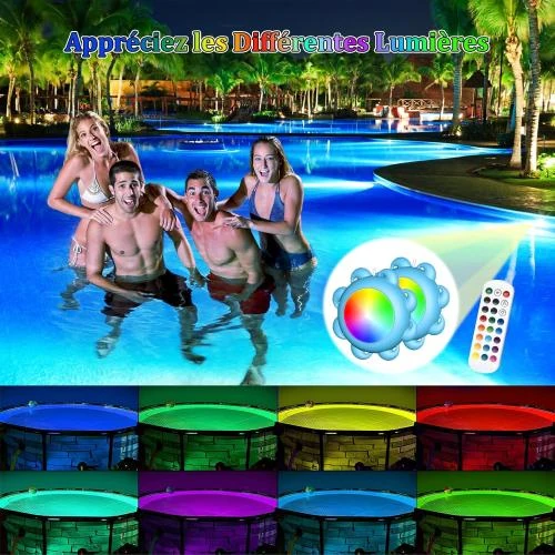 Zoom sur JONRRYIN Éclairage Piscine Submersible RGB Télécommande