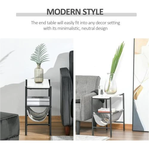 Détail de Table basse HOMCOM, étagère amovible, tissu gris