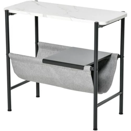 Table basse HOMCOM, étagère amovible, tissu gris - Vue principale