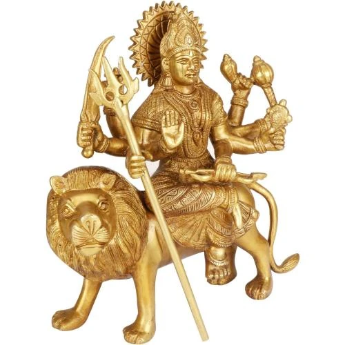 Zoom sur Artvarko Statue Vaishno Devi, Maa Durga, Sculpture Laiton