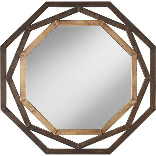 Détail de Miroir mural octogonal bicolore bronze, design élégant