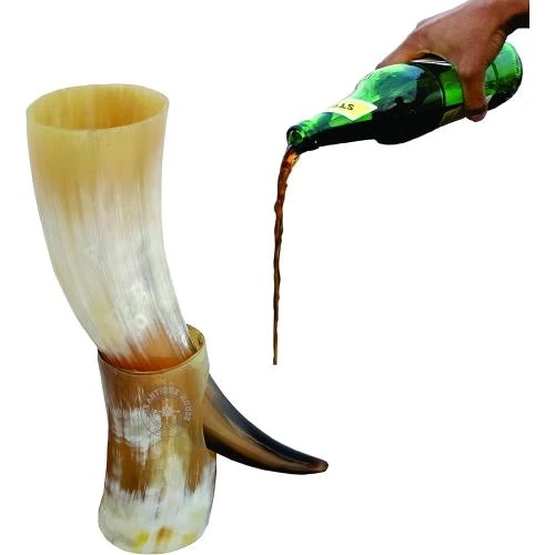 Corne à boire antique, support, style viking, cadeau Noël - Vue principale