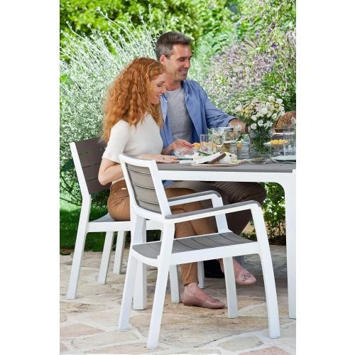 Détail de Fauteuil Curver Woodlook Blanc, Gris, Design Élégant