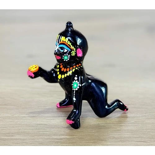 Zoom sur Sculpture laiton noir Gopal Laddoo Baby Krishna eSplanade