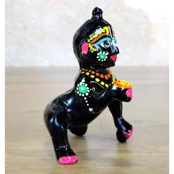Sculpture laiton noir Gopal Laddoo Baby Krishna eSplanade