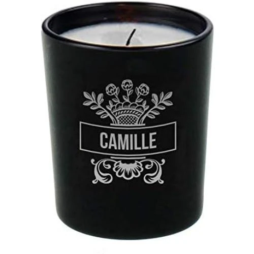 Détail de Bougie personnalisable Amikado, parfum vanille, noir