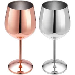 Verres à vin rouge DLD, acier inoxydable incassables, or rose