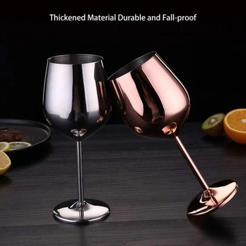 Zoom sur Verres à vin rouge DLD, acier inoxydable incassables, or rose