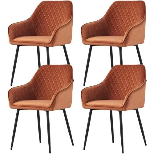 Chaises salle à manger AINPECCA, cuir synthétique, orange - Vue principale