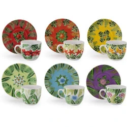 Tasses à café Excelsa Mandala Tropical, porcelaine, multicolore