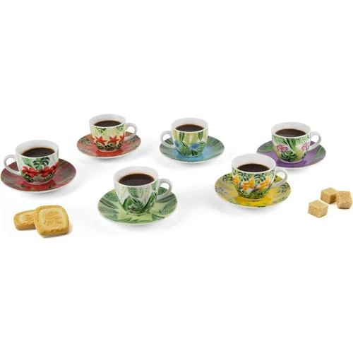 Détail de Tasses à café Excelsa Mandala Tropical, porcelaine, multicolore