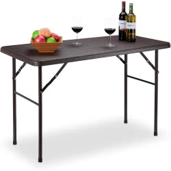 Table de Jardin Pliable Rectangulaire, Effet Bois, Plastique