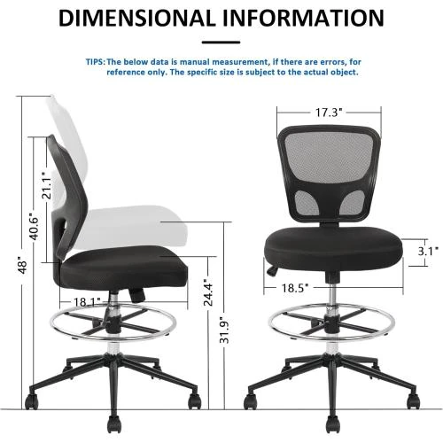 Zoom sur Chaise bureau ergonomique maille, pivotante, noir