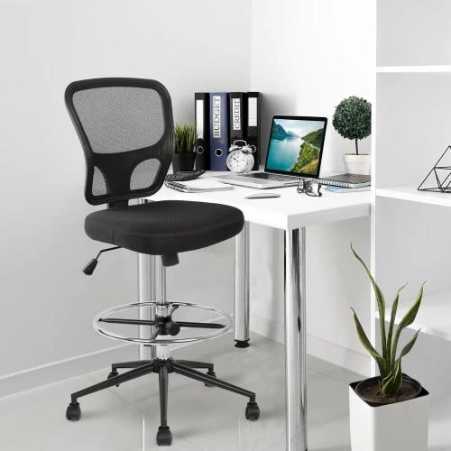 Détail de Chaise bureau ergonomique maille, pivotante, noir