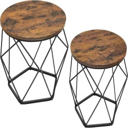 Lot de 2 Tables Basses Rondes VASAGLE, Style Industriel