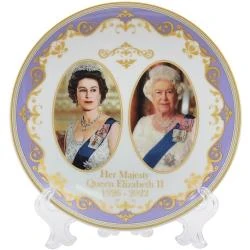 Assiette commémorative reine Elizabeth II, support souvenir blanc
