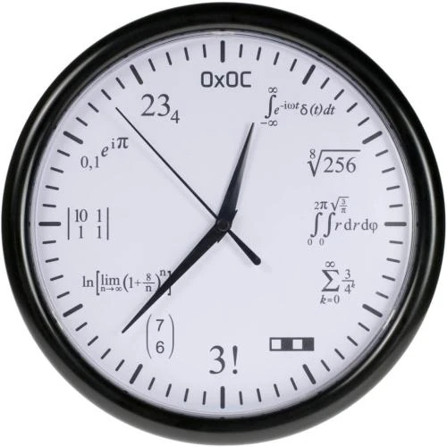 Horloge Murale Mathématiques, Design Blanc Élégant, Cryptée - Vue principale
